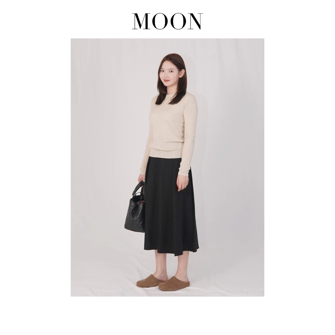 Moon穆恩【随性主义】秋冬女士黑色超正版型长半身裙