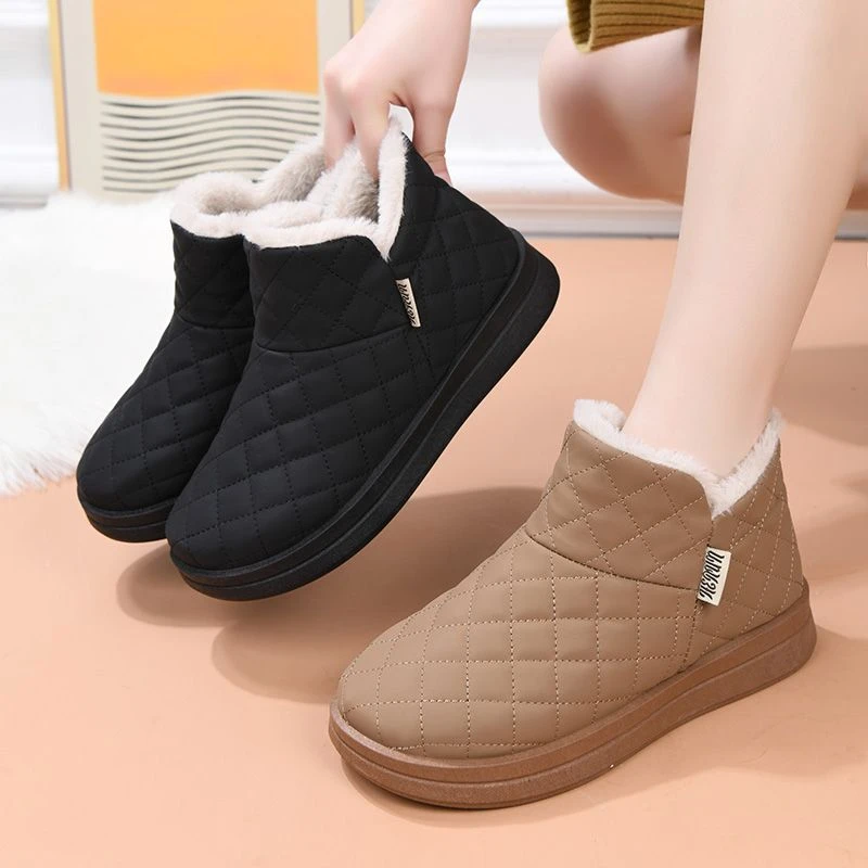 新款雪地靴冬加绒加厚保暖棉鞋防水防滑靴子软底短筒女士女款棉鞋