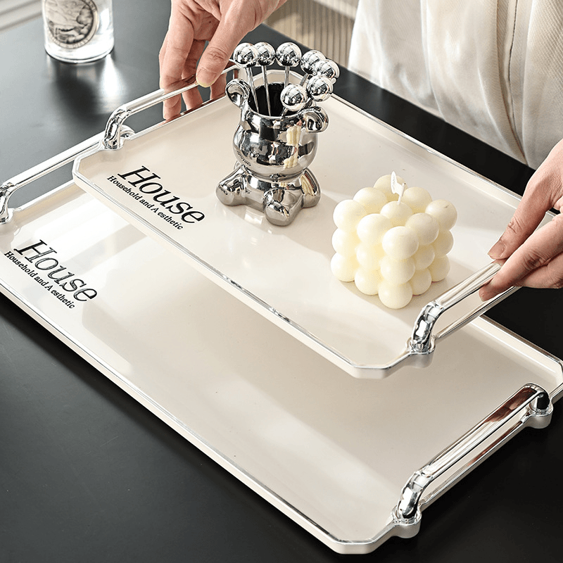 ins轻奢茶盘家用客厅茶几长方形托盘放杯子水杯收纳果盘置物摆件