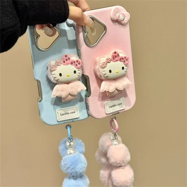 ins卡通翅膀kt猫指环扣适用iPhone16promax手机壳15pro手提14新13