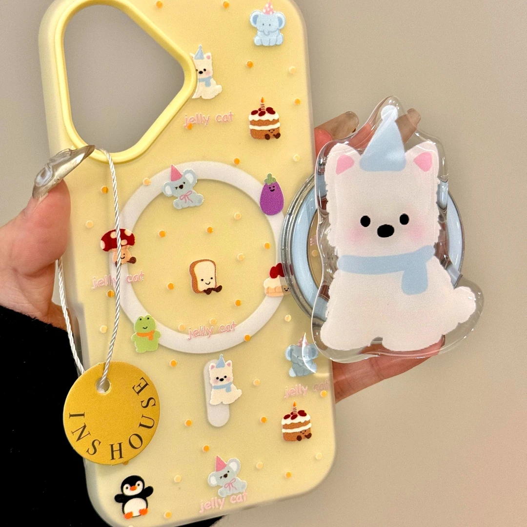 可爱卡通jellycat西高地磁吸支架适用苹果iPhone16手机壳15新款14