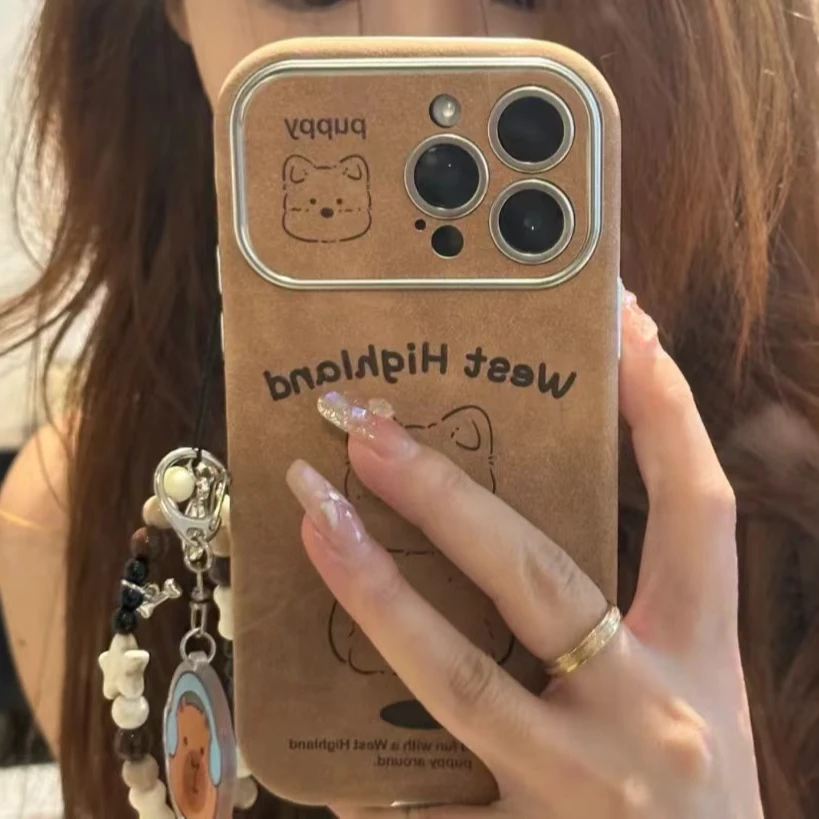 皮革美拉德西高地全包软壳适用iPhone16promax苹果15手机壳14链条