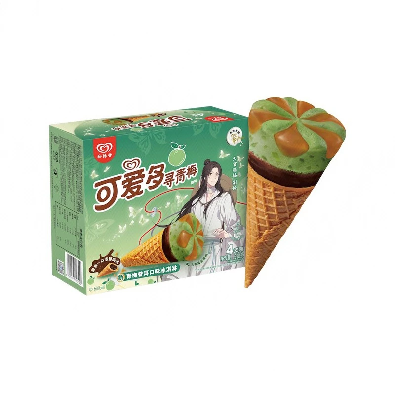 和路雪可爱多甜筒青梅普洱口味冰淇淋 68g*4/盒