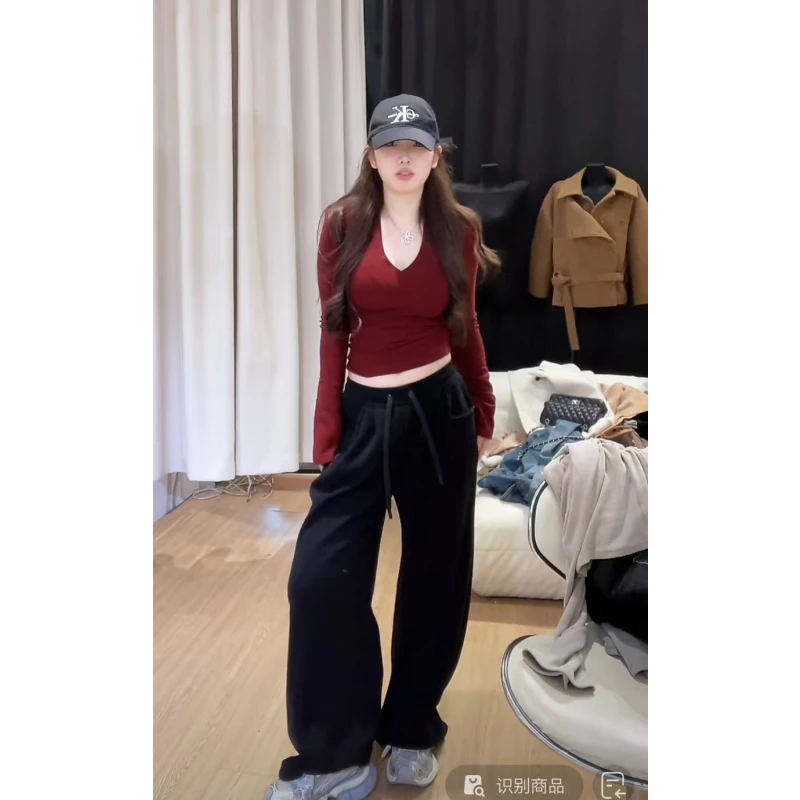 一只雪雪【松弛代言】新款秋冬气质韩版时尚厚款毛呢宽松阔腿裤