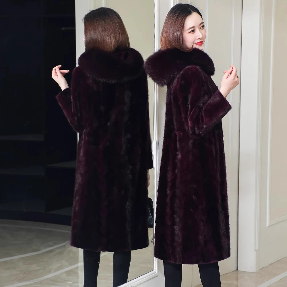 人造皮草 2025年冬季新款貂皮大衣女长款过膝妈妈装海宁皮草外套