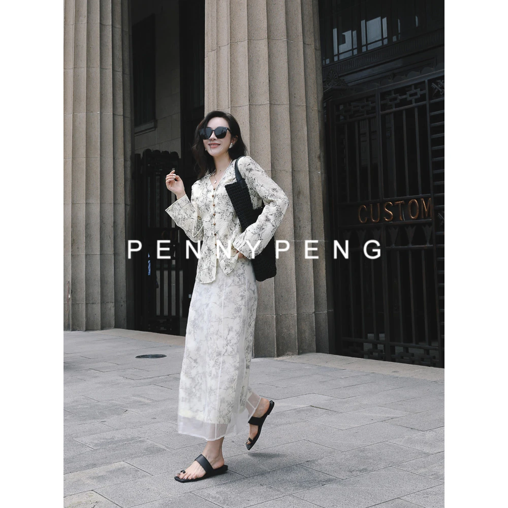 PENNY PENG花开半夏设计感水墨印花上衣 DT04057
