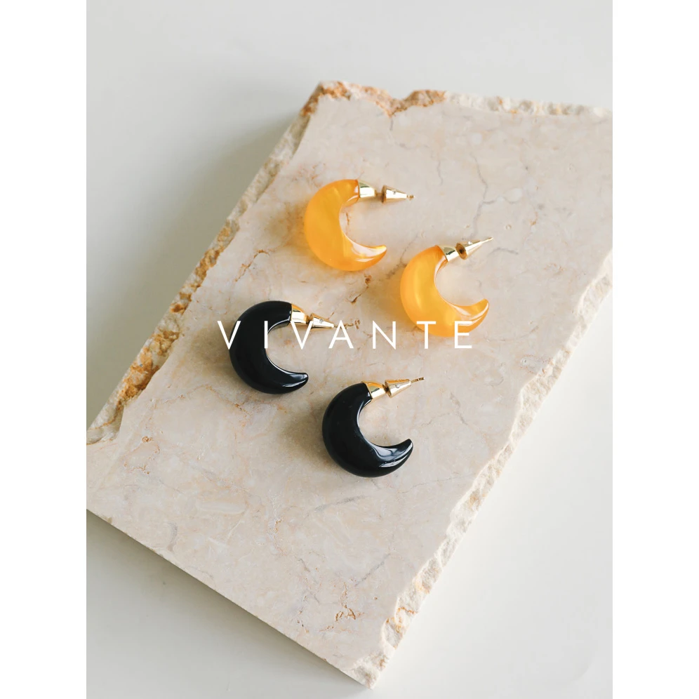 PENNY PENG 铜合金亚克力耳饰 心动【现货】C型璐彩特银针ins耳环