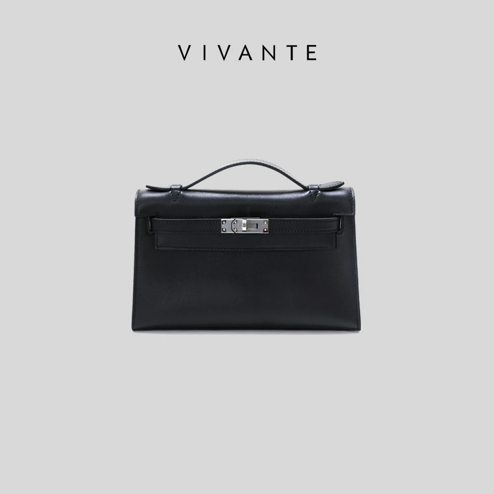 PENNY PENG梦中情包早春黑色轻奢气质百搭简约复古经典牛皮小方包