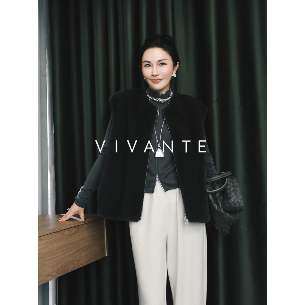 PENNY PENG非凡气质早春设计师洋气潮流轻奢百搭保暖水貂皮草马甲