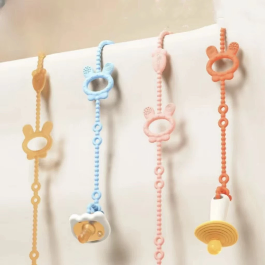 0-2婴儿牙胶防丢绳防丢链儿童硅胶磨牙玩具宝宝防丢安抚夹子