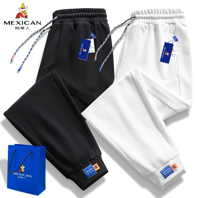 稻草人春秋季运动休闲卫裤男士针织长裤时尚跑步宽松裤子百搭潮