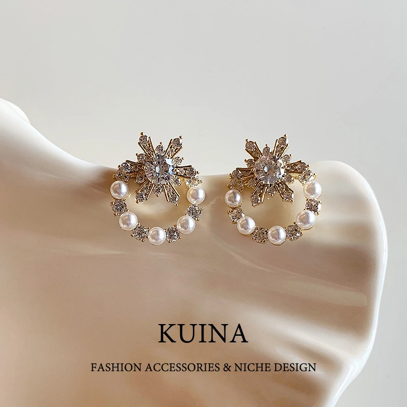 铜合金耳饰 精致小巧珍珠耳钉爆闪女人味百搭耳环时尚耳饰62143