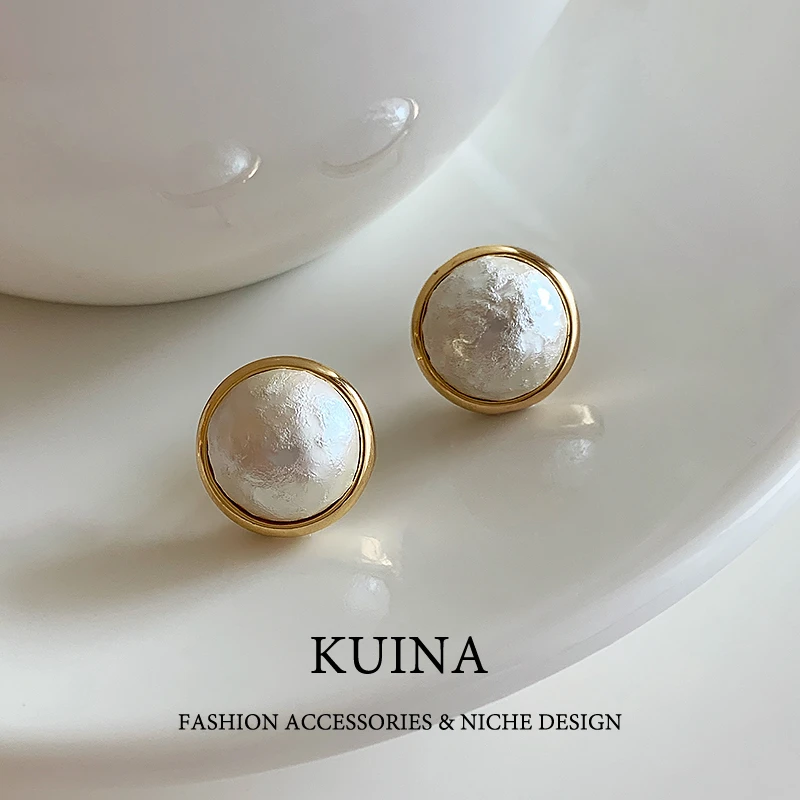 铜合金耳饰 圆形金边气质新款耳钉高级感精致耳环耳饰59939