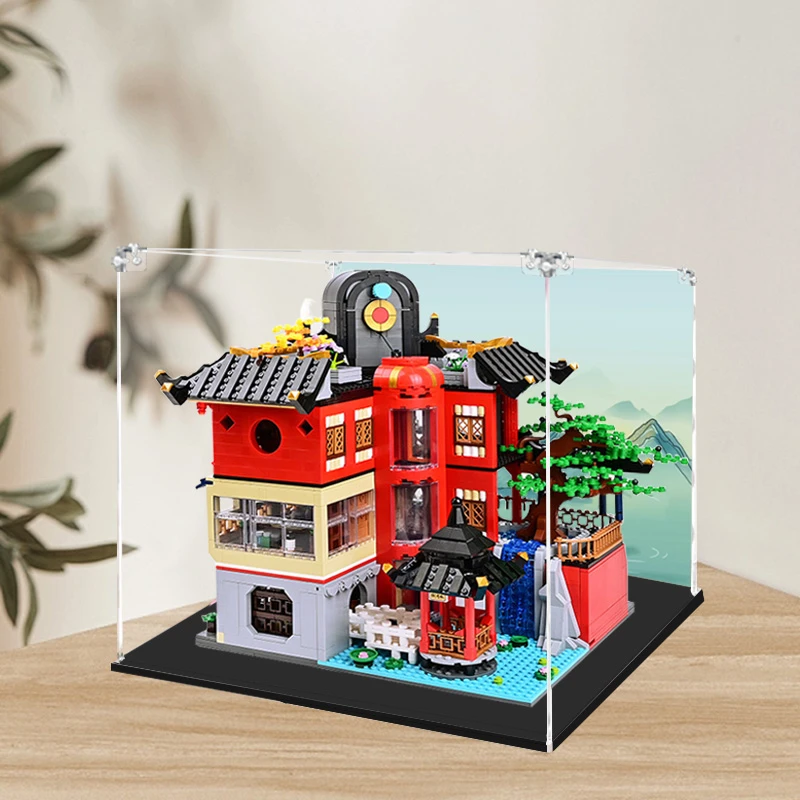 亚克力手办展示盒适用新中式街景积木隐逸园透明模型收纳盒子防尘