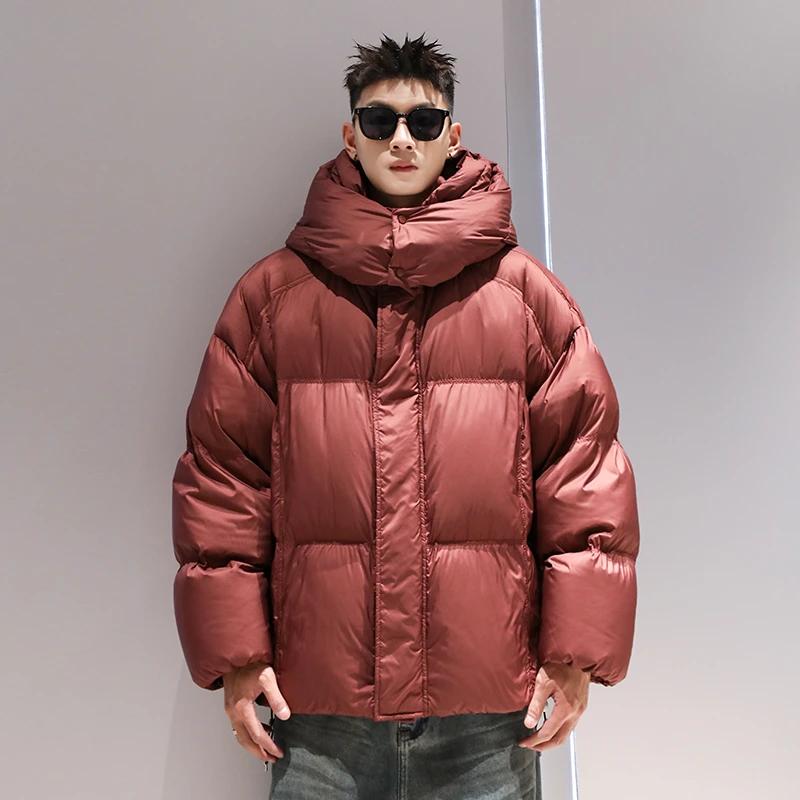 有术90白鸭绒潮流复古羽绒服男款冬季加绒加厚休闲宽松面包服外套