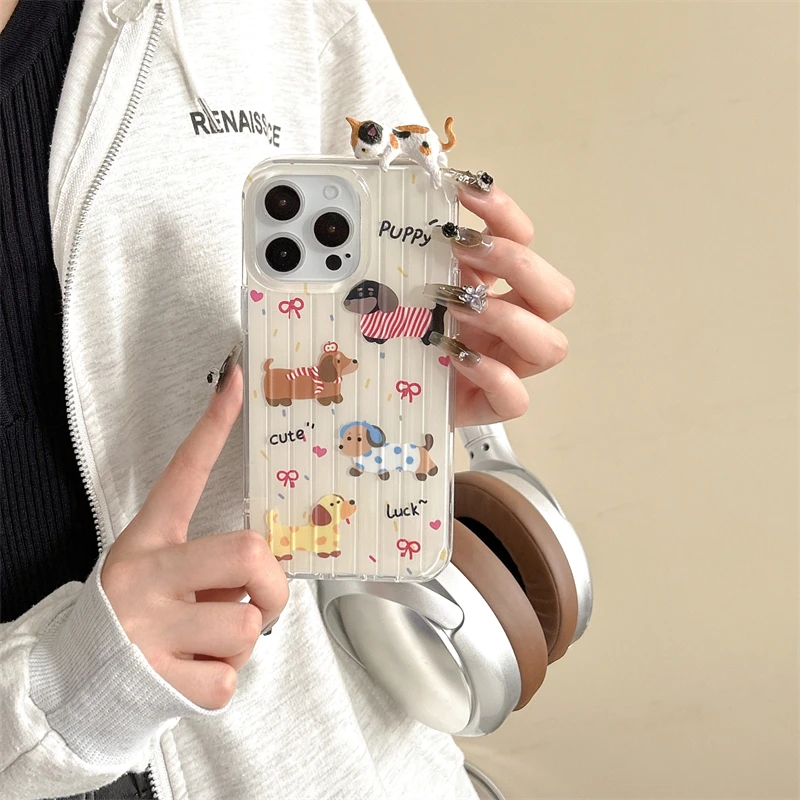 卡通小狗猫咪适用iPhone14promax手机壳苹果16硅胶13可爱女15网红