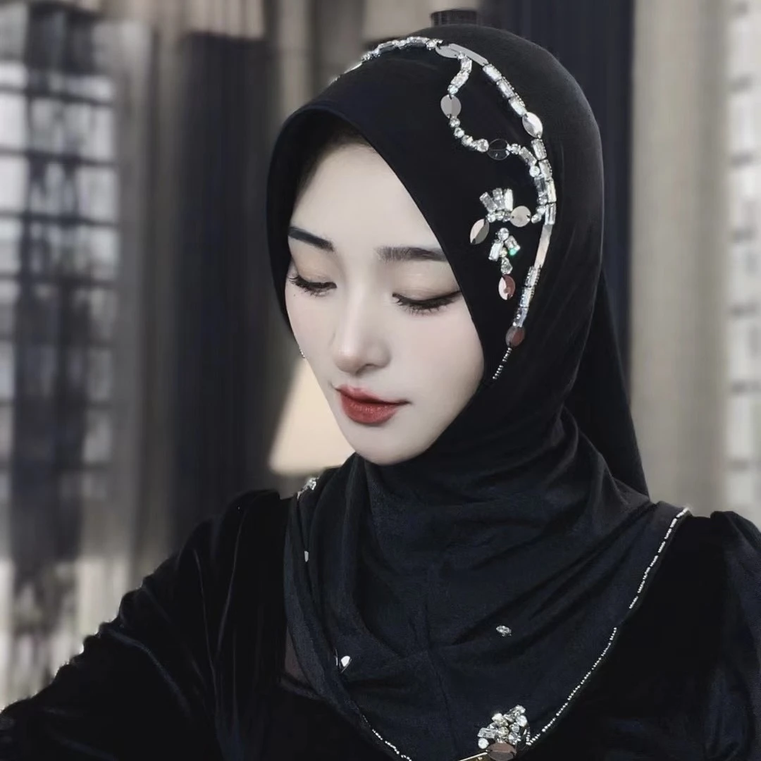 新款回族小姐姐硬帽檐盖头围巾