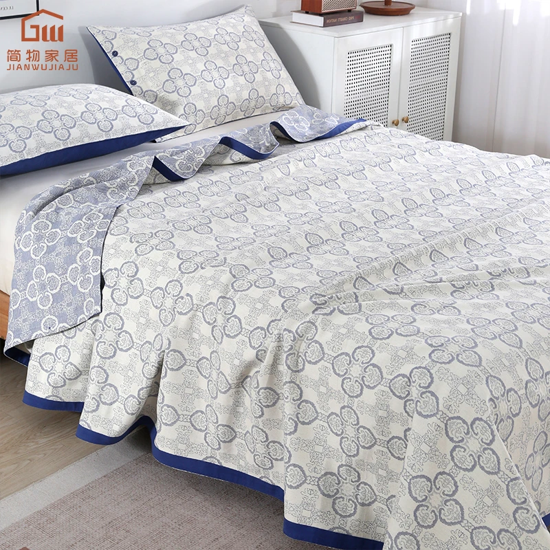 【简物-古风系列】（全棉老粗布软凉席床盖）A类包边款吸汗透气超柔软