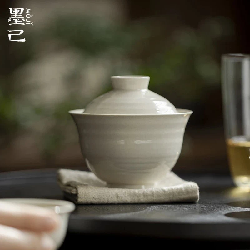 草木灰-手拉纹盖碗-品茗杯