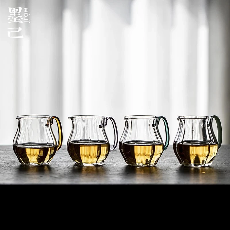 墨己瓜棱玻璃公道杯滤茶器防烫隔热陶瓷茶具茶汤茶海创意分茶器