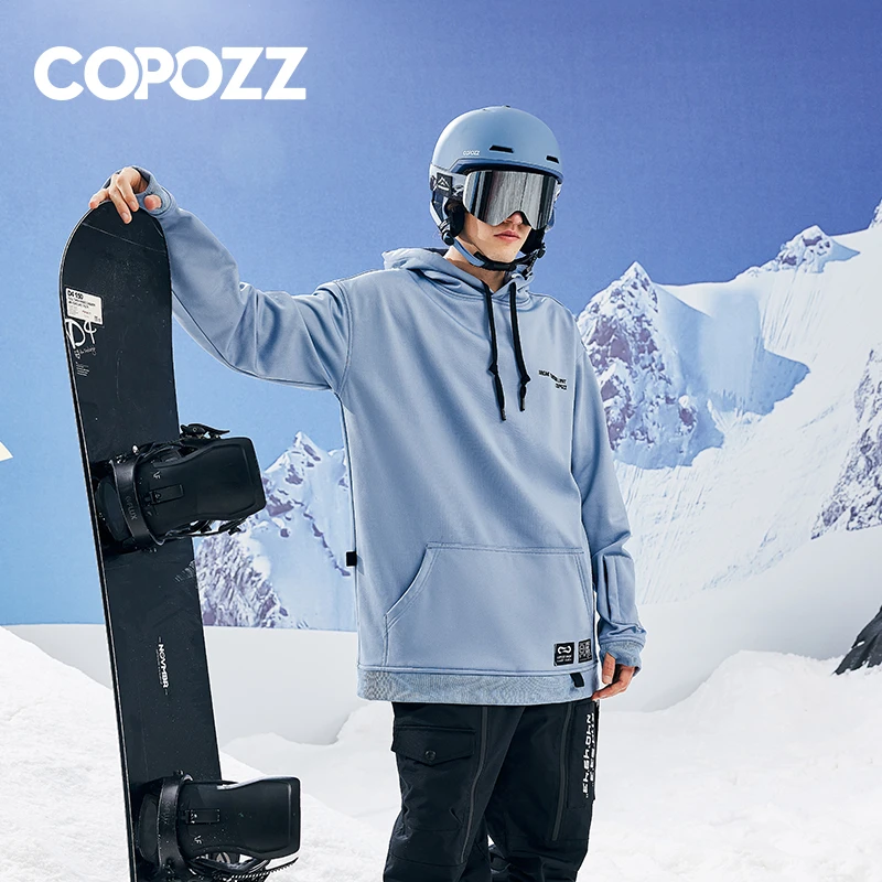 COPOZZ2022新款单双板滑雪帽衫防水面料滑雪卫衣内搭滑雪服男女款