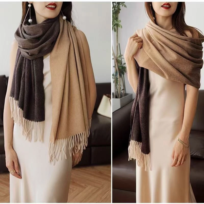 【澜织骄子】渐变吊染羊绒披肩围巾高档时尚百搭