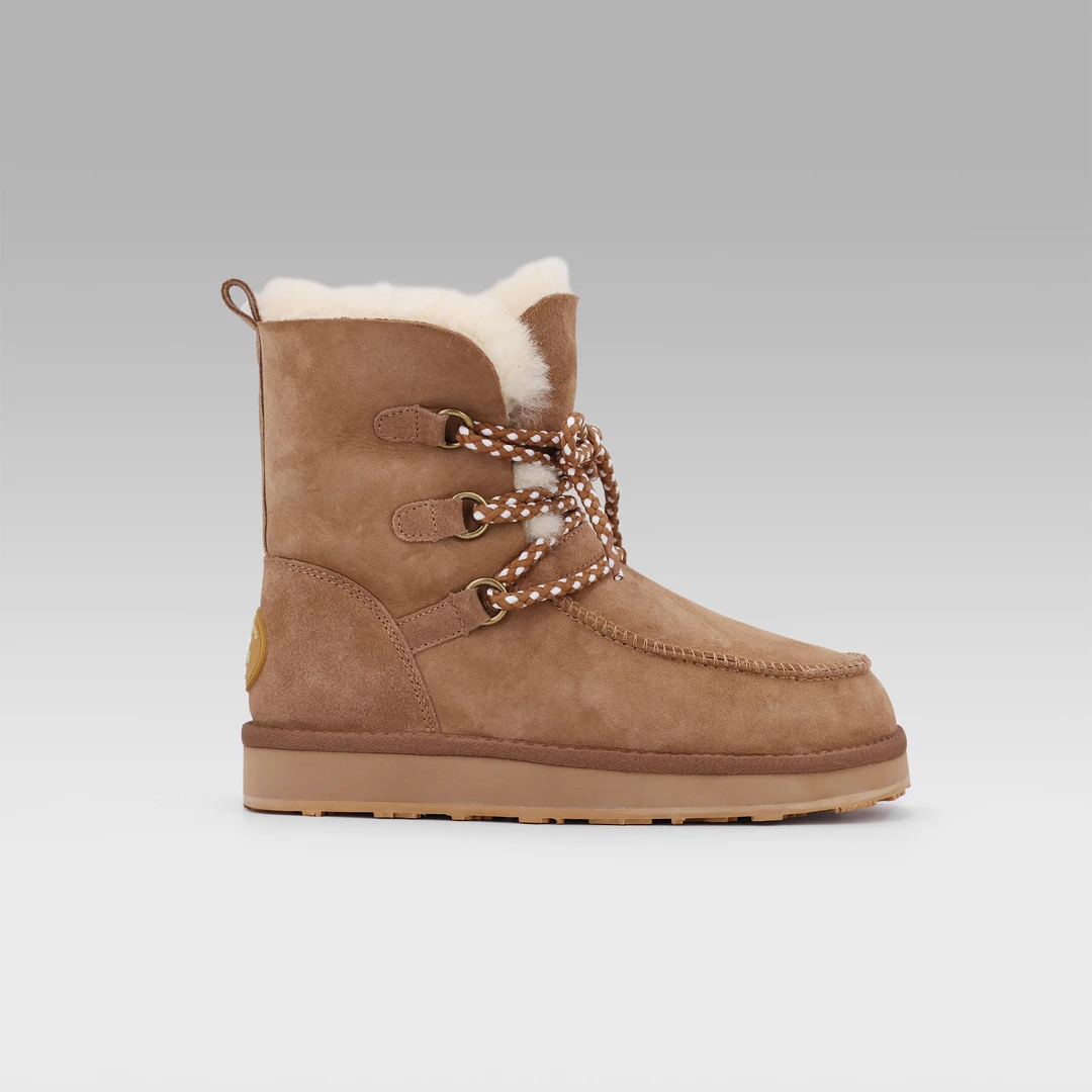 YELLOW EARTH秋冬新款女士时尚保暖沃思系带靴可翻毛雪地靴56K