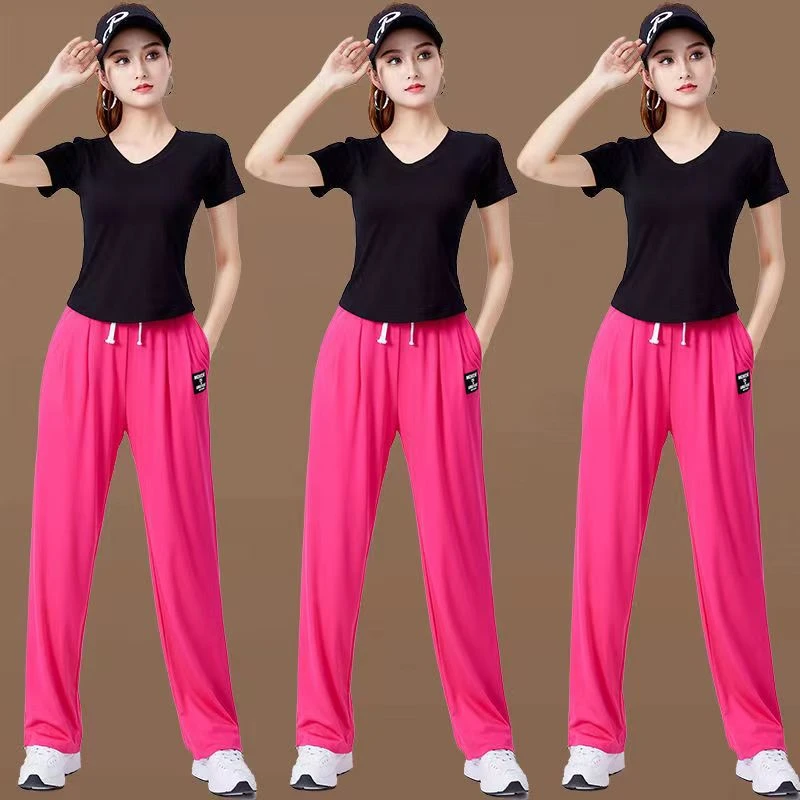 广场舞服装夏季新款短袖棉灯笼裤套装运动健身杨丽萍团体跳舞衣服