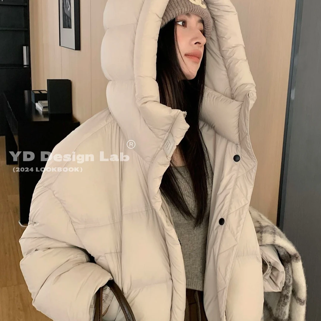 冬季时尚休闲连帽宽松气质保暖极简百搭韩系短款羽绒服女装1802