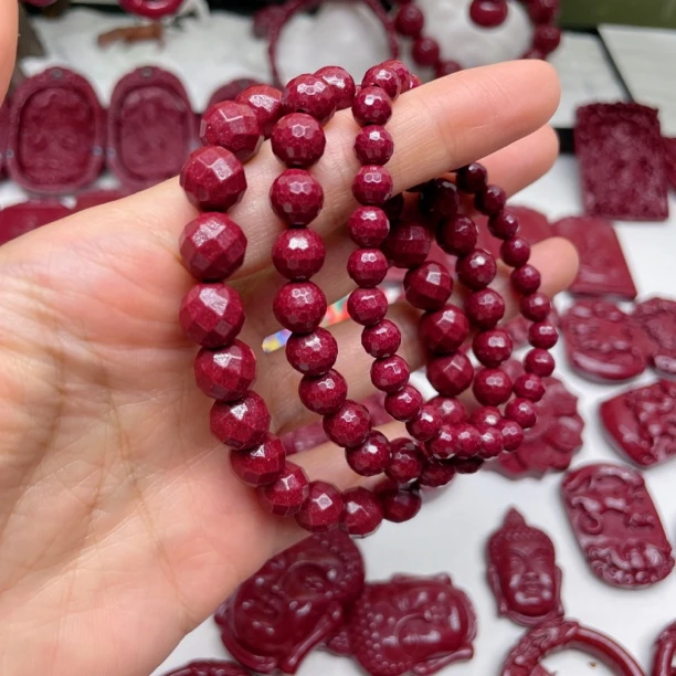 含辰砂工艺品切面手链高含量朱砂