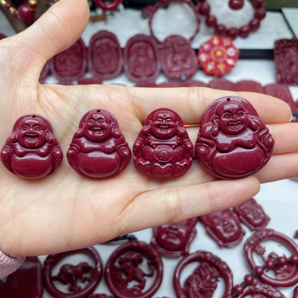 含辰砂工艺品高含量朱砂【小弥勒佛小笑佛】