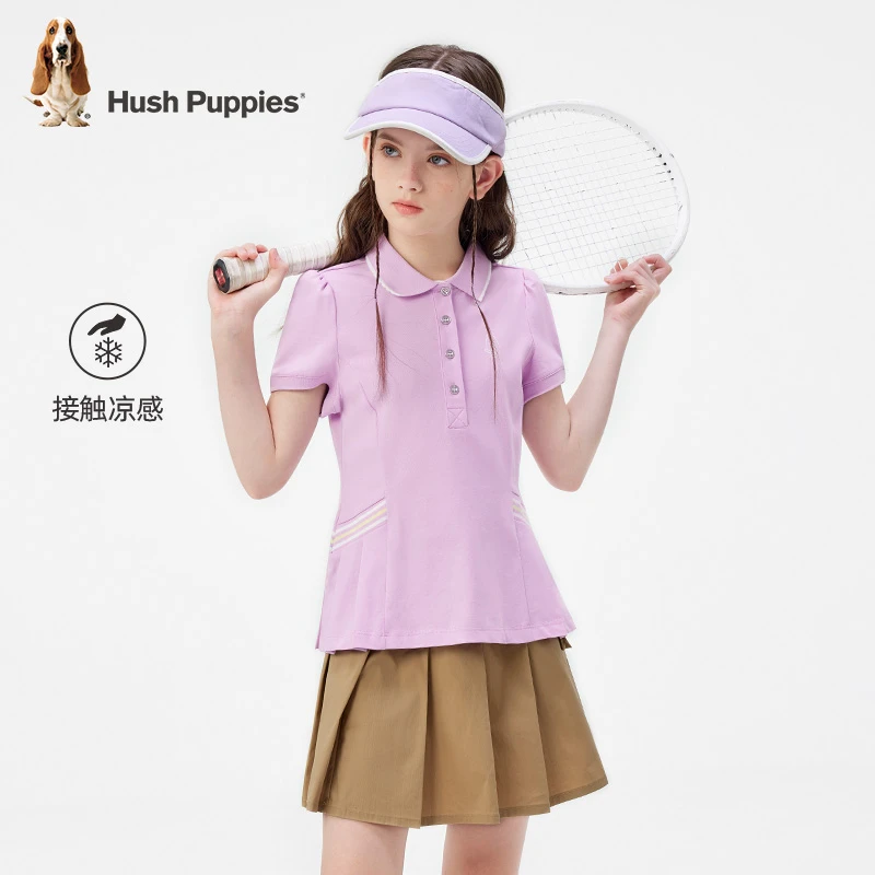 【凉感】暇步士童装女童POLO衫夏季甜美休闲舒适亲肤短袖