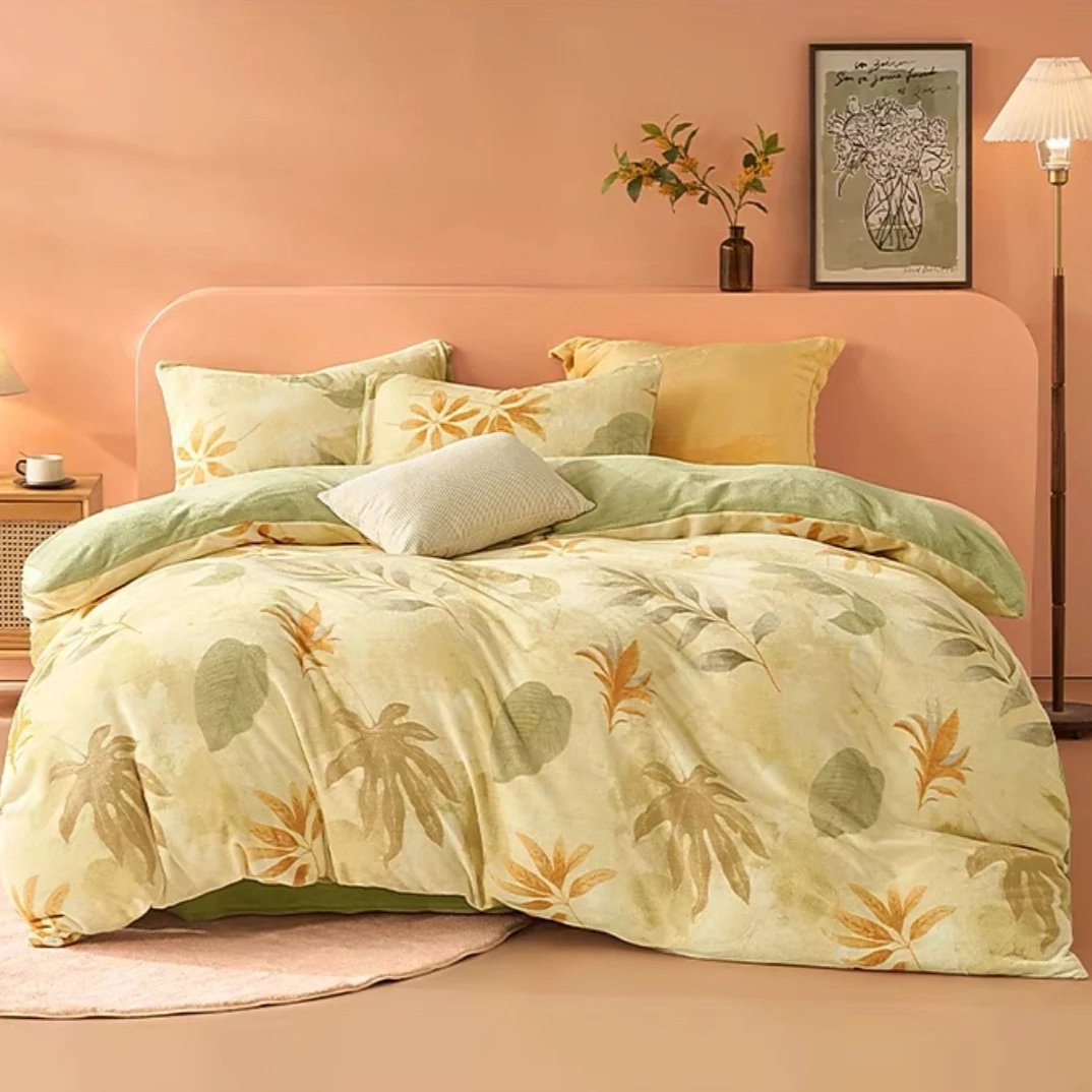 西柚子 2*2.3  全削光牛奶绒四件套抗静电加厚保暖床上用品可机洗