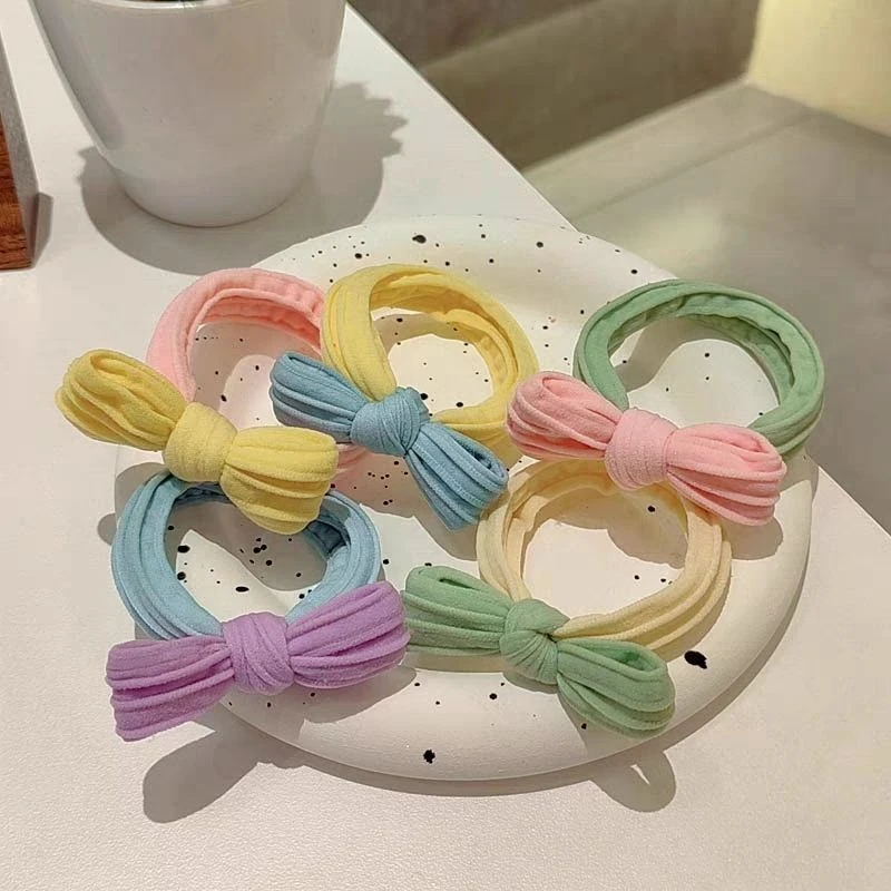 撞色马卡龙奶油系儿童橡皮筋蝴蝶结丸子头弹力女孩马尾发圈