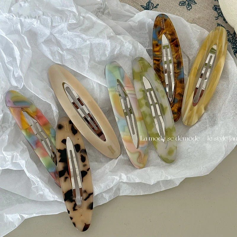 韩版气质小清新醋酸贴片BB夹发夹边夹新款时尚几何椭圆刘海夹发饰