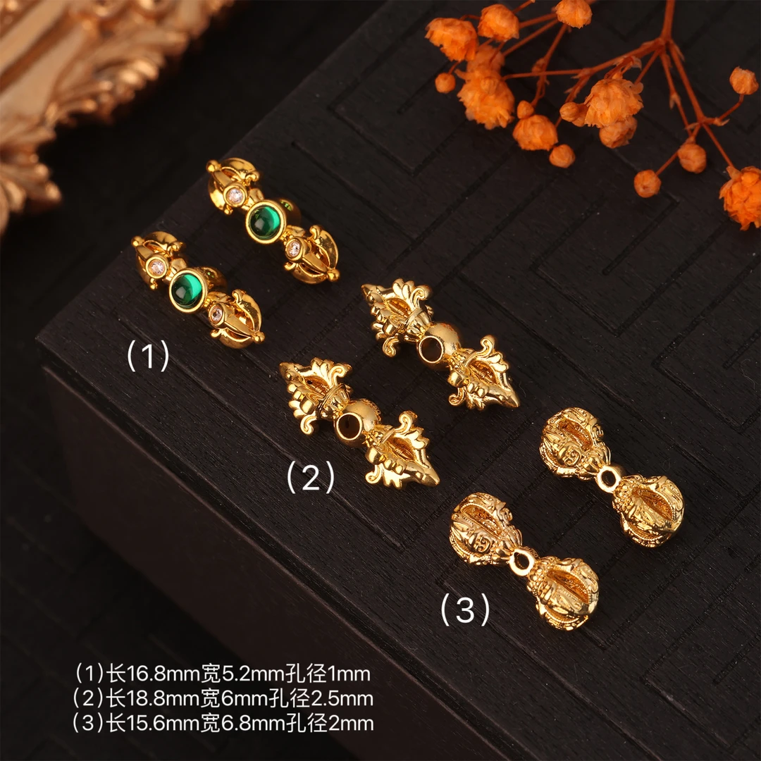 【来福工厂】18k金精工杵杵中穿DIY万向轴弟子珠手串项链配饰配件