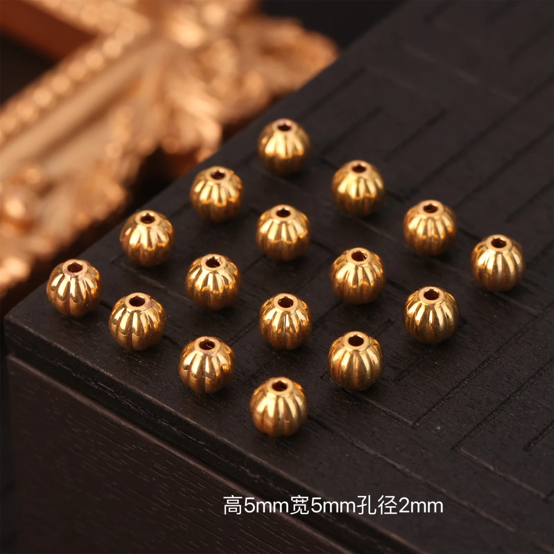 【来福】18k金南瓜珠精工亮面5mm隔珠DIY手串项链配饰配件