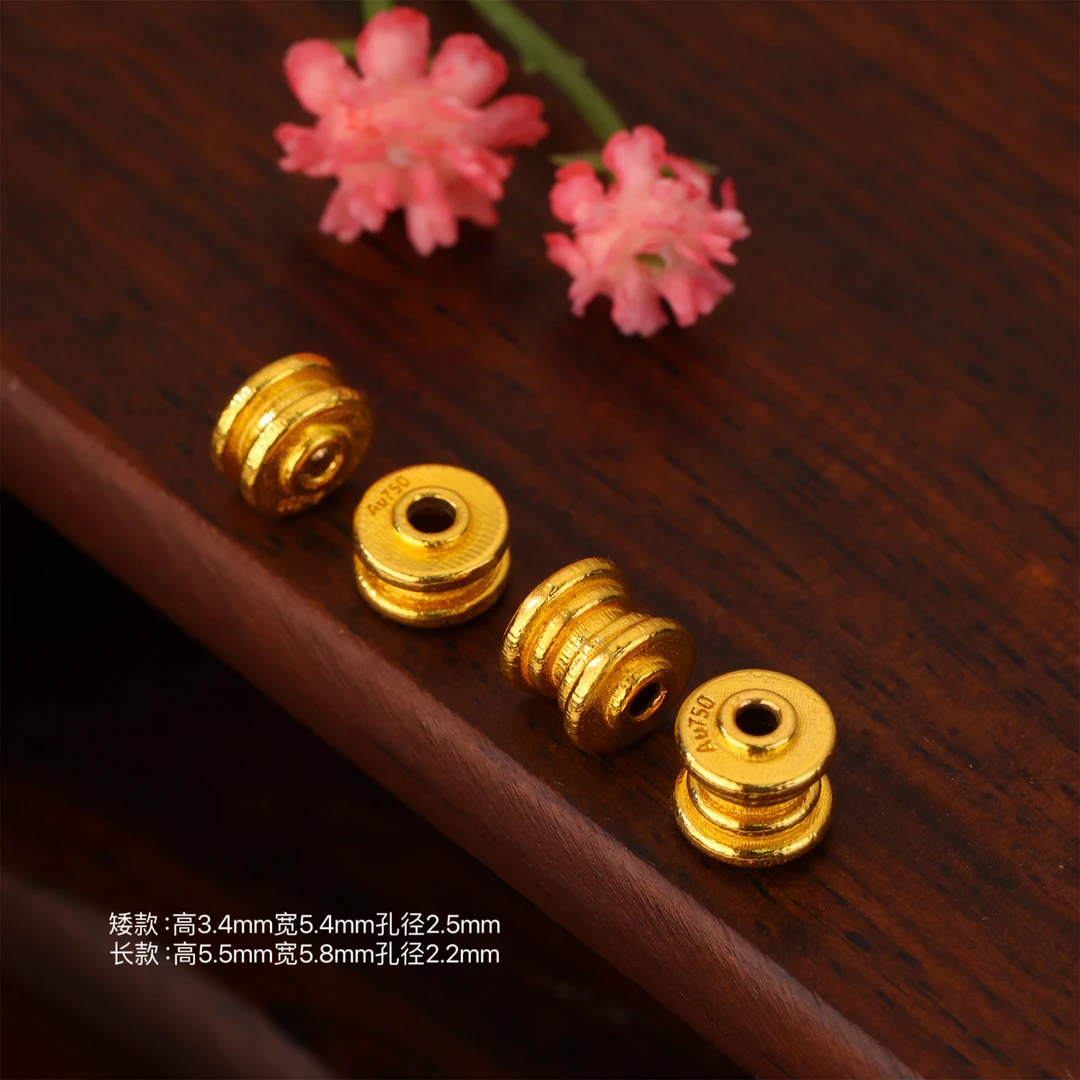 【来福】18k金手工金小蛮腰百香子凹槽桶珠隔珠DIY文玩手串金配件