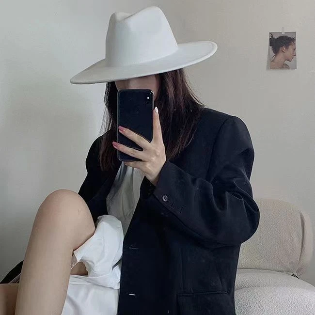 毛呢爵士礼帽保暖情侣绅士大檐帽平檐光板欧美英伦风时尚男女帽子