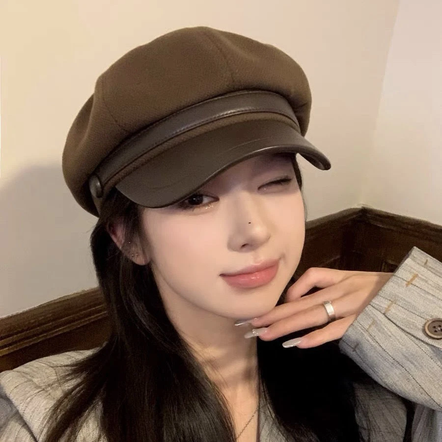 秋冬美拉德穿搭帽子女复古画家贝雷帽显脸小云朵八角帽潮百搭鸭舌