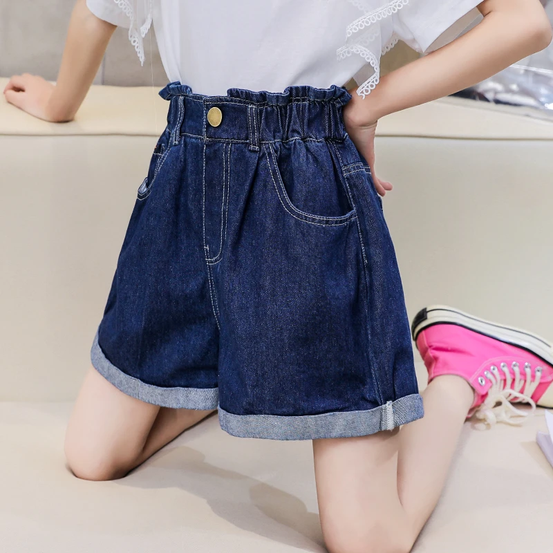 女童裤子牛仔短裤网红休闲2025新款儿童花苞裤夏季中大童夏款阔腿