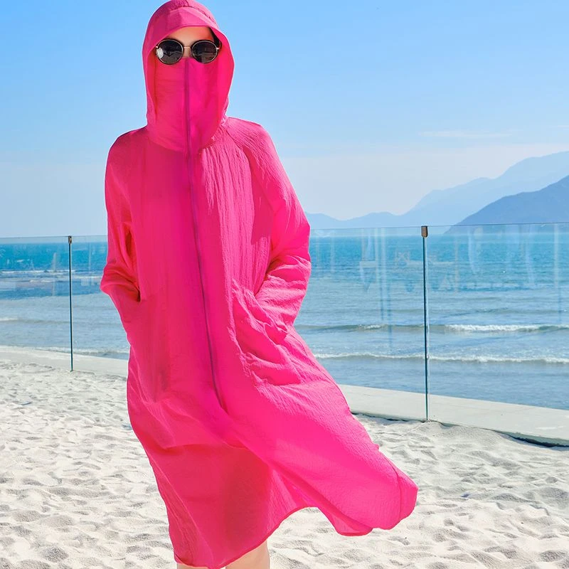 高档防晒衣女2024夏新款户外防紫外线透气百搭宽松连帽防晒服外套