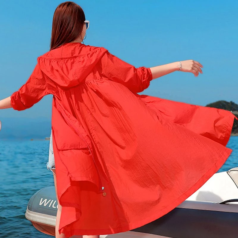 防晒衣女中长款薄款2024夏新款透气韩版宽松超仙女洋气薄外套