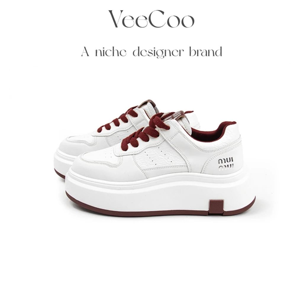 DX.DAXI 牛皮 8A01韩版真皮厚底鞋女增高白色运动休闲鞋