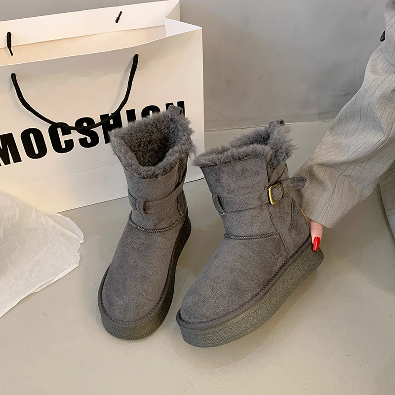 【HISHIYU】2308舒适时尚休闲女士冬季加绒中筒高筒雪地靴