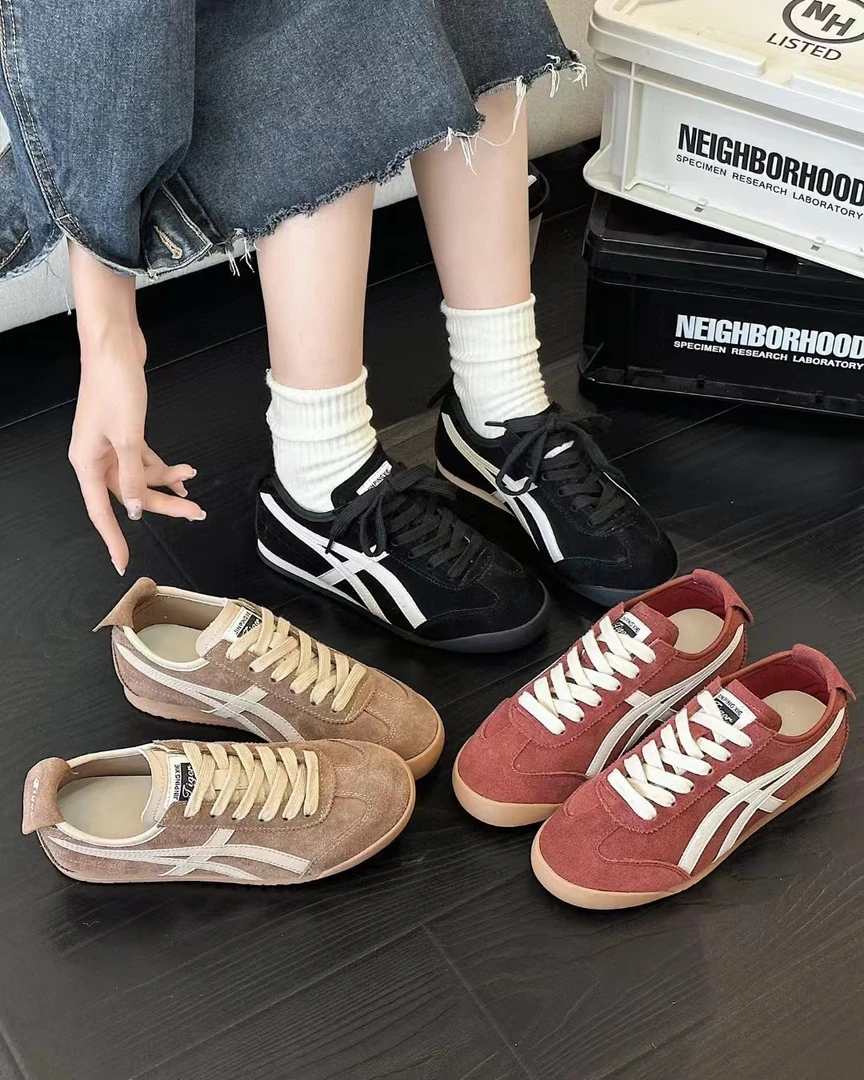 98801 美拉德复古秋季新款百搭平底休闲鞋拼色板鞋阿甘鞋