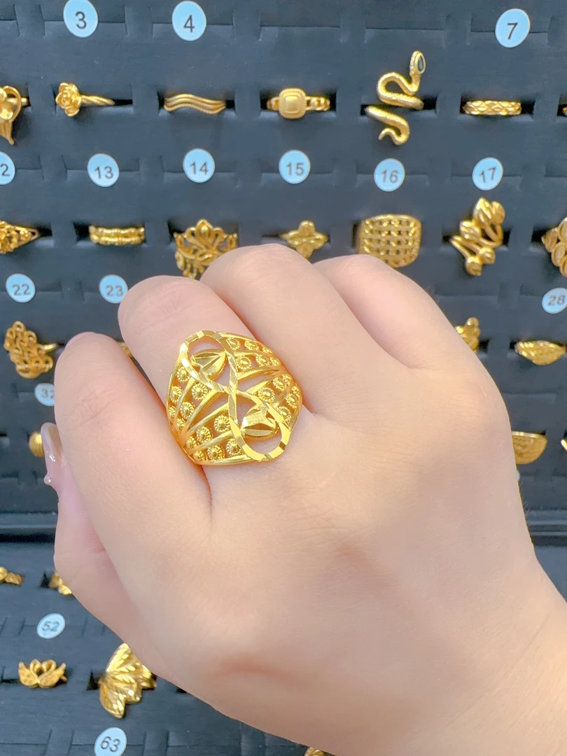 铜合金戒指 铜合金戒指 时尚简约开口可调节金色戒指62