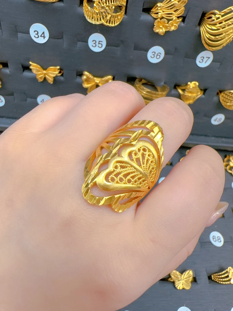 铜合金戒指 铜合金戒指 时尚简约开口可调节金色戒指79