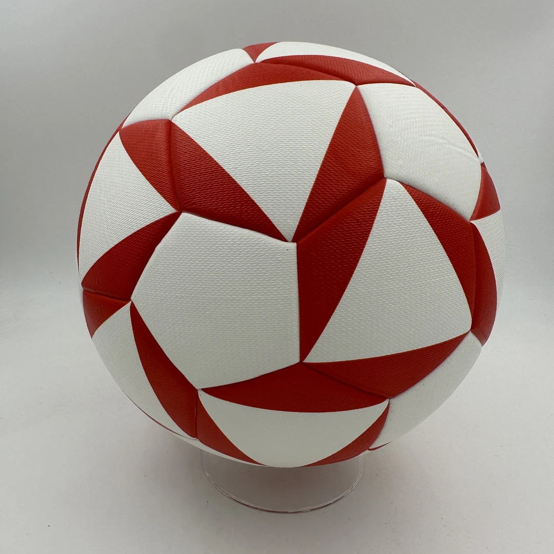 073精选五号足球红白款式PU材质学校推荐中考训练用球室内外通用