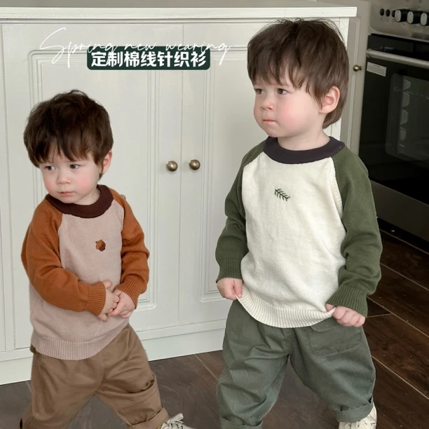 【春秋颂】婴幼儿春秋圆领针织衫宝宝上衣套头韩版